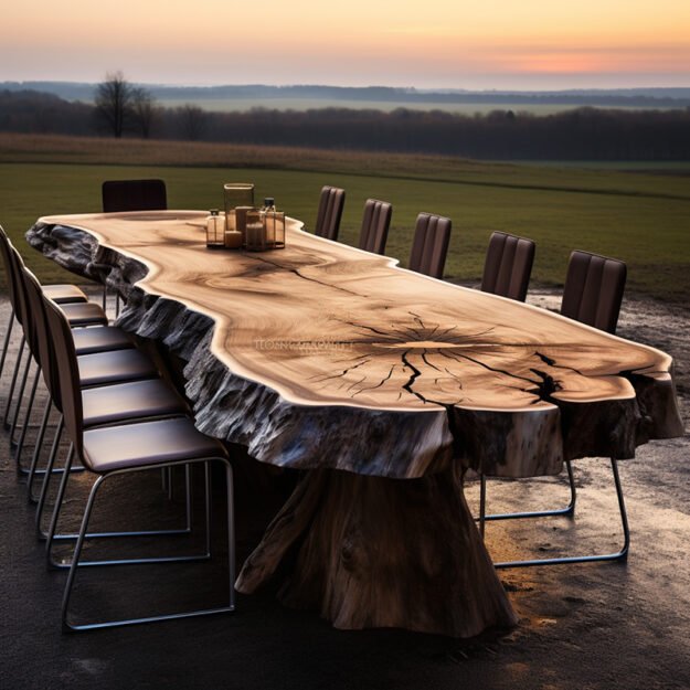 Concrete Wood & Glass River Table: Elevate Your Space with Artistry