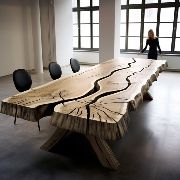 Concrete Wood & Glass River Table: A Stunning Centerpiece for Your Home