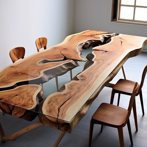 Concrete Wood & Glass River Table