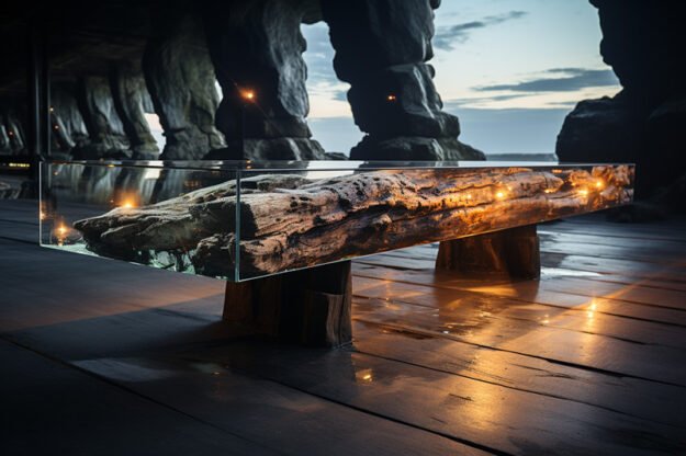 Concrete Wood & Glass River Table: The Epitome of Elegance