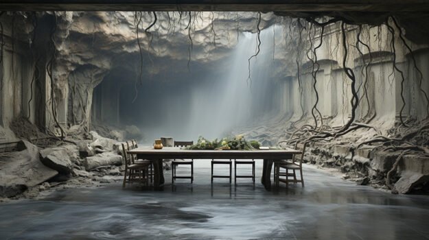 Concrete Wood & Glass River Table: Elevate Your Living Space