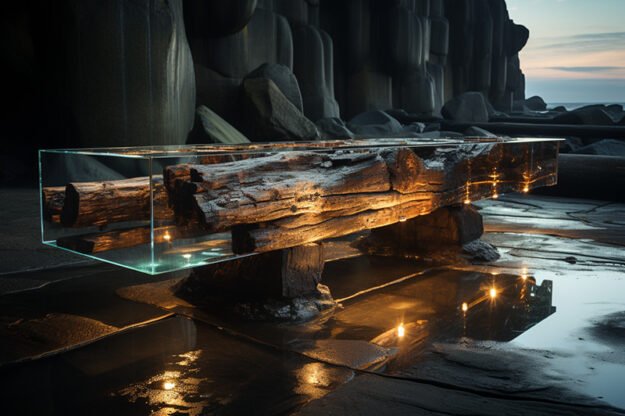Concrete Wood & Glass River Table: A Stunning Fusion of Nature and Artistry
