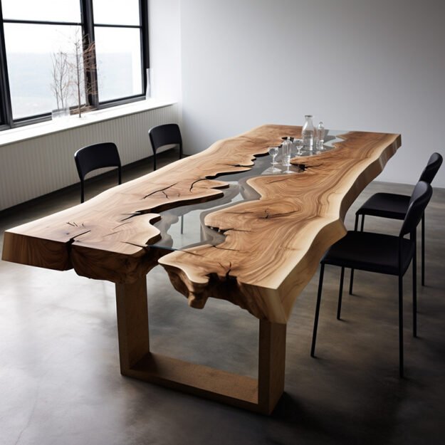 Concrete Wood & Glass River Table