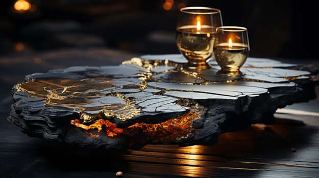 Natural Stone and Wood Table –