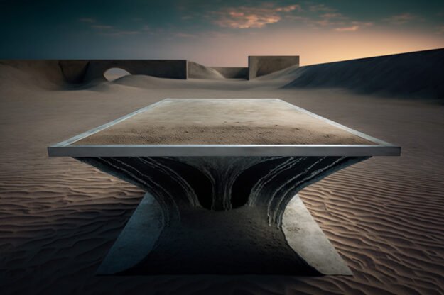 Natural Stone and Wood Table –