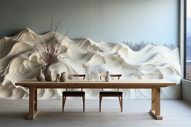 Natural Stone and Wood Table
