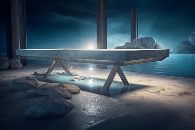 Natural Stone and Wood Table