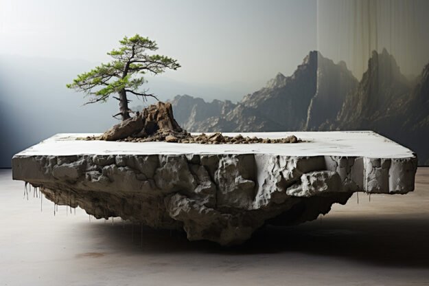 Natural Stone and Wood Table