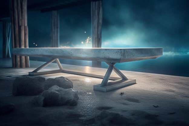 Natural Stone and Wood Table