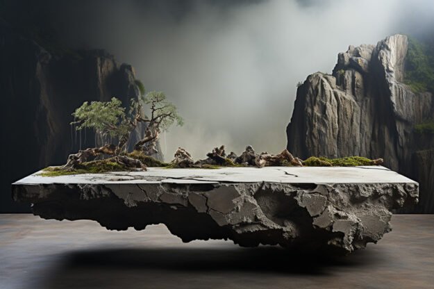 Natural Stone and Wood Table