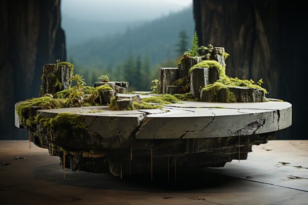 Natural Stone and Wood Table