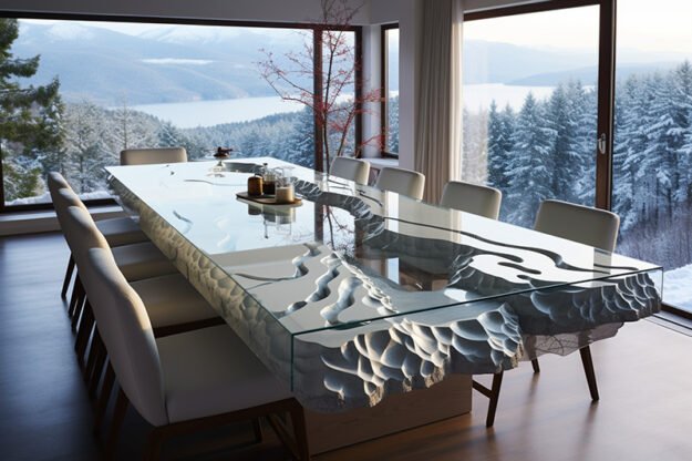 Natural Stone and Wood Table