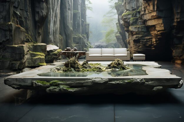 Natural Stone and Wood Table: Elevate Your Living Space