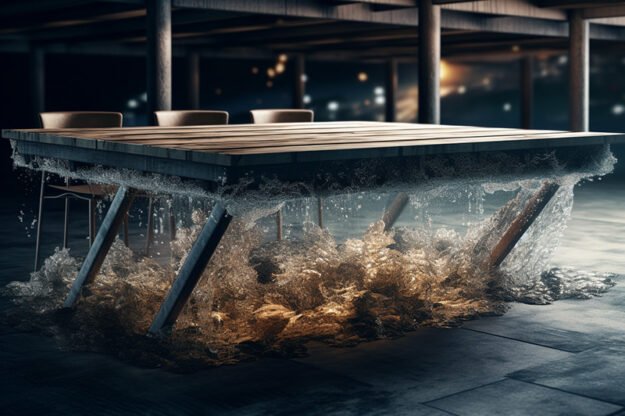 Natural Stone and Wood Table