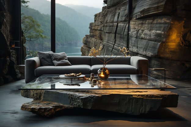 Natural Stone and Wood Table: Elevate Your Space with Timeless Elegance