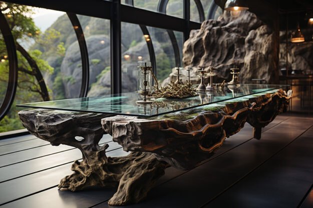 Natural Stone and Wood Table: Elevate Your Space with Timeless Elegance