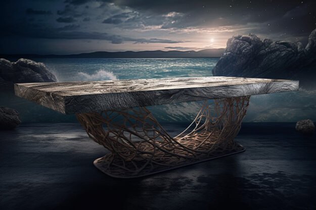 Natural Stone and Wood Table