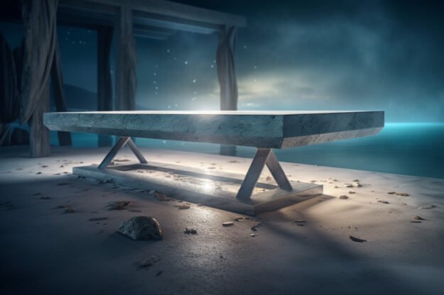 Natural Stone and Wood Table