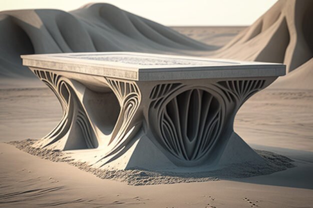 Natural Stone and Wood Table