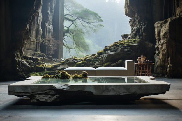 Natural Stone and Wood Table: Elevate Your Space with Timeless Elegance
