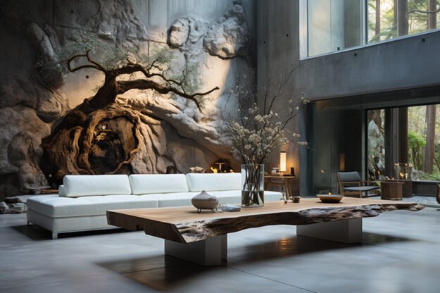 Natural Stone and Wood Table – Elevate Your Space with Nature’s Elegance
