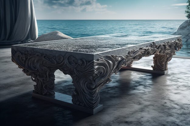 Natural Stone and Wood Table
