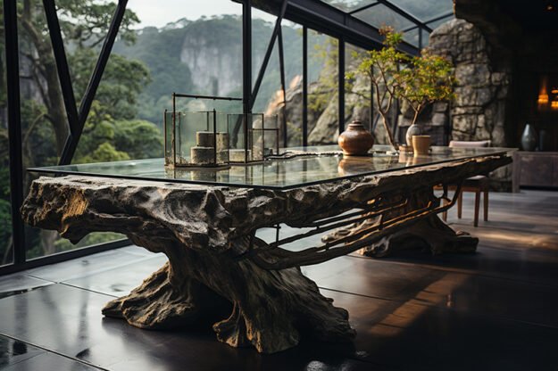 Natural Stone and Wood Table – Transform Your Space with Timeless Elegance