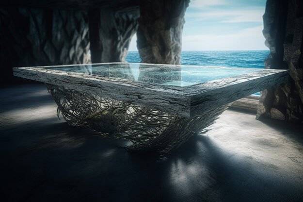 Natural Stone and Wood Table