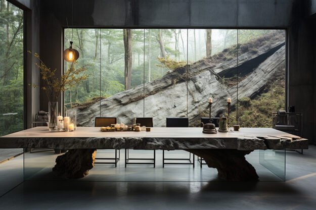 Natural Stone and Wood Table - A Masterpiece for Your Home