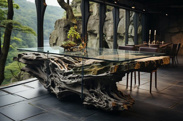 Natural Stone and Wood Table: A Timeless Statement for Your Space