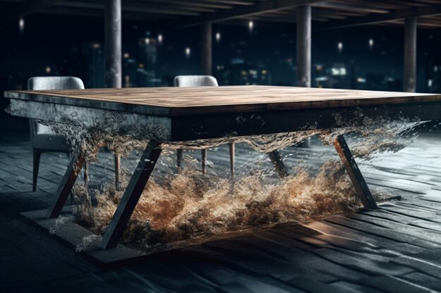 Natural Stone and Wood Table