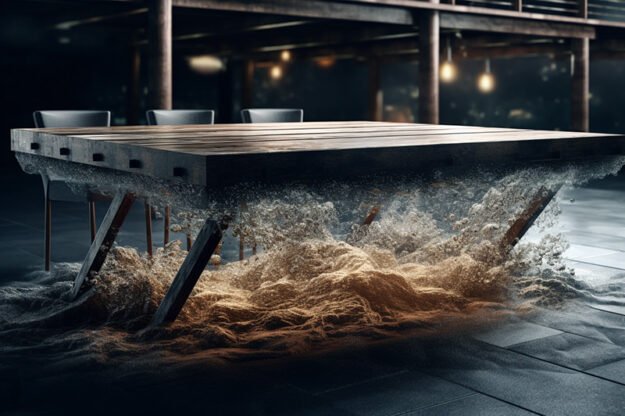 Natural Stone and Wood Table