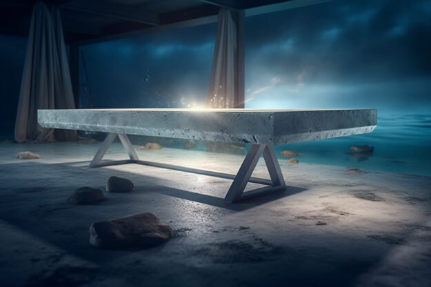 Natural Stone and Wood Table