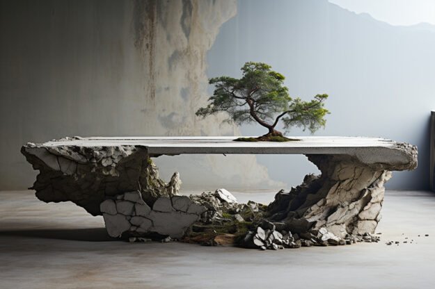 Natural Stone and Wood Table: A Fusion of Nature and Elegance