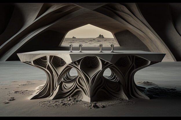 Natural Stone and Wood Table