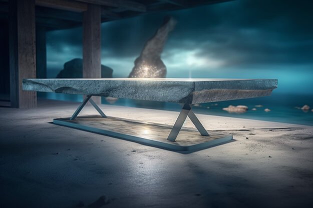 Natural Stone and Wood Table