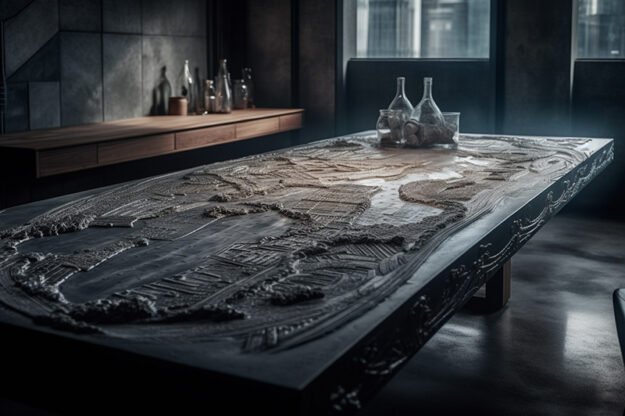 Natural Stone and Wood Table