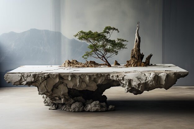 Natural Stone and Wood Table: Elevate Your Space with Timeless Elegance