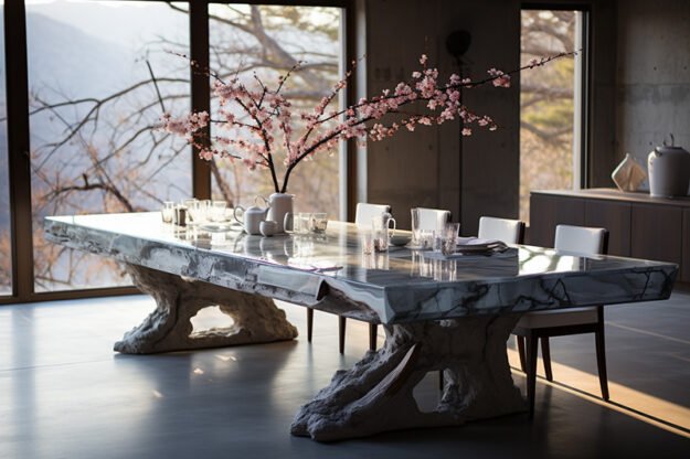 Natural Stone and Wood Table