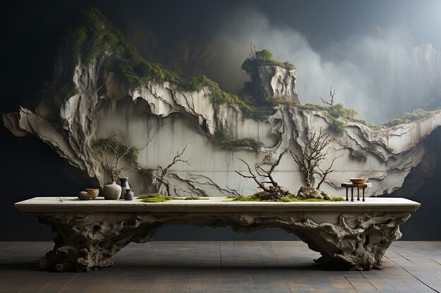 Natural Stone and Wood Table: Elevate Your Space with Timeless Elegance