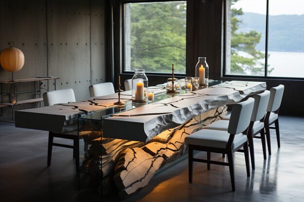 Capture Elegance with a Natural Stone and Wood Table