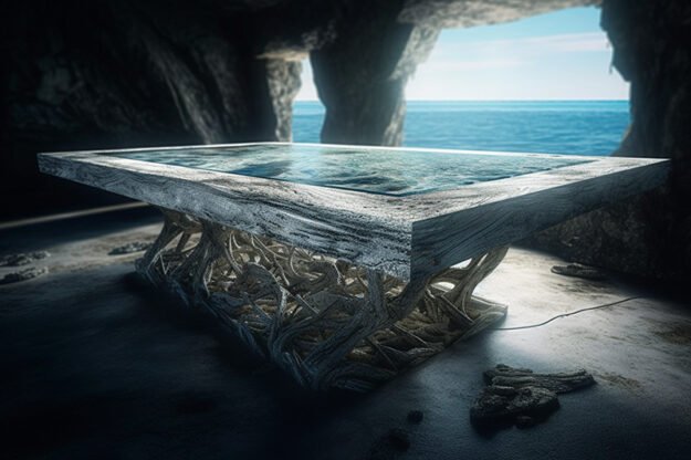 Natural Stone and Wood Table