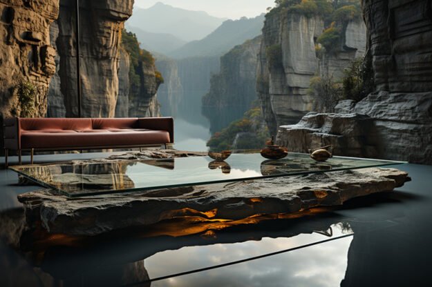 Natural Stone and Wood Table: A Luxurious Touch to Your Living Space