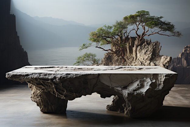 Natural Stone and Wood Table: Elevate Your Space with Timeless Elegance