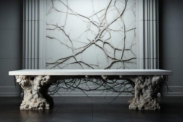 Natural Stone and Wood Table -