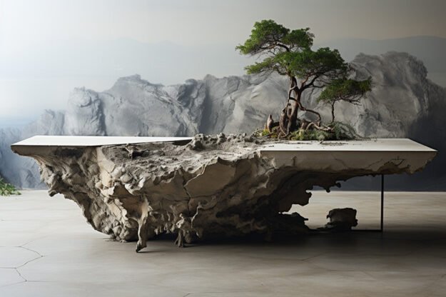Natural Stone and Wood Table: Elevate Your Space with Timeless Elegance