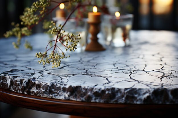 Natural Stone and Wood Table