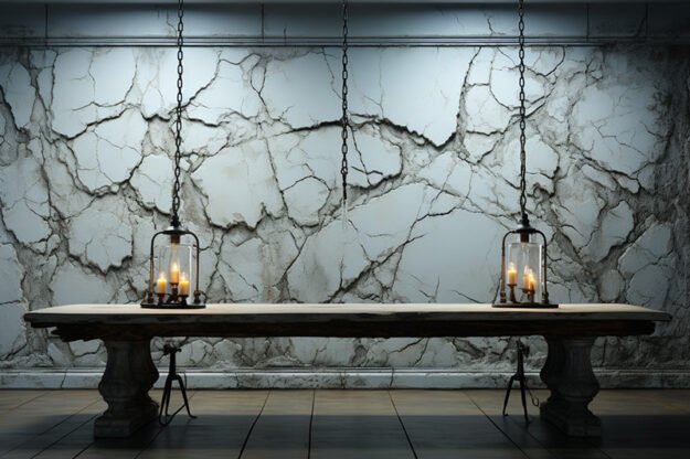 Natural Stone and Wood Table