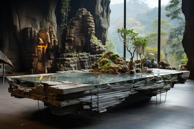 Natural Stone and Wood Table – Elevate Your Space Today!