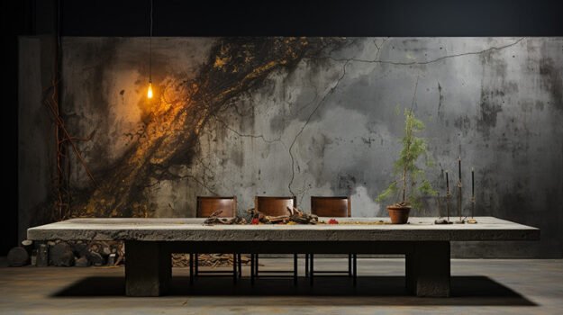 Natural Stone and Wood Table: Elevate Your Dining Experience
